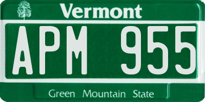 VT license plate APM955