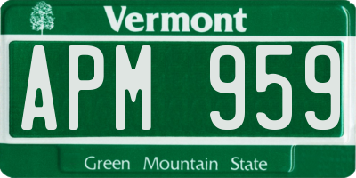 VT license plate APM959