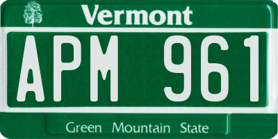 VT license plate APM961