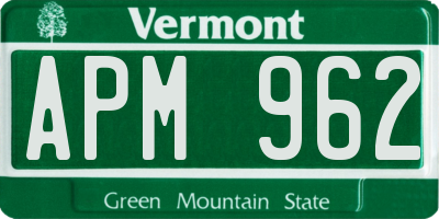 VT license plate APM962
