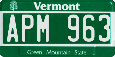 VT license plate APM963