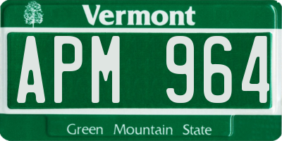 VT license plate APM964