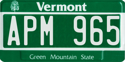 VT license plate APM965