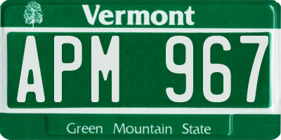 VT license plate APM967