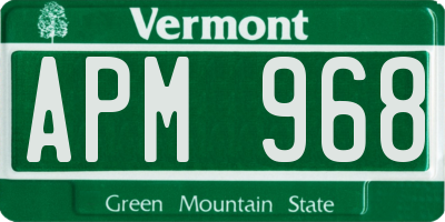 VT license plate APM968