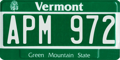 VT license plate APM972