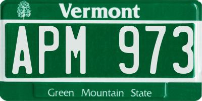 VT license plate APM973