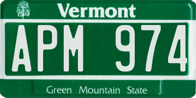 VT license plate APM974
