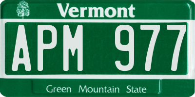 VT license plate APM977