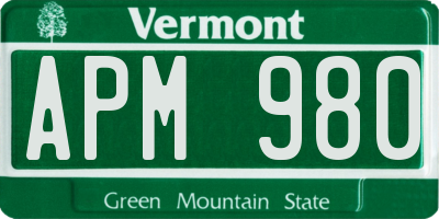 VT license plate APM980