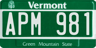 VT license plate APM981