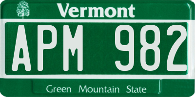 VT license plate APM982