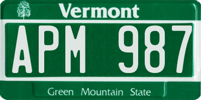 VT license plate APM987