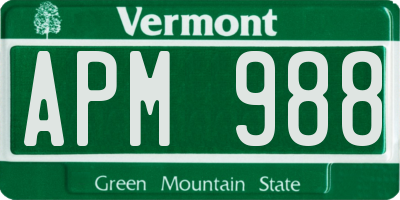 VT license plate APM988
