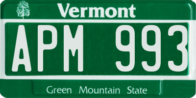 VT license plate APM993