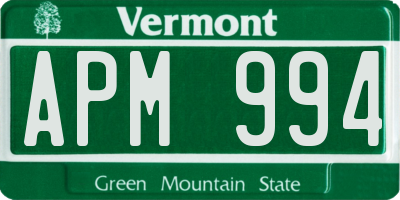 VT license plate APM994