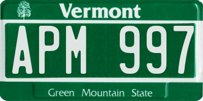 VT license plate APM997
