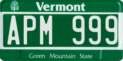 VT license plate APM999