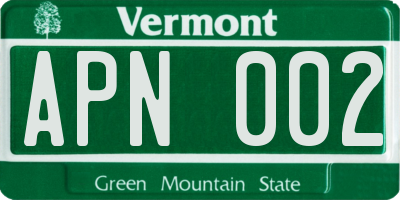 VT license plate APN002