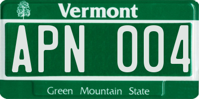 VT license plate APN004