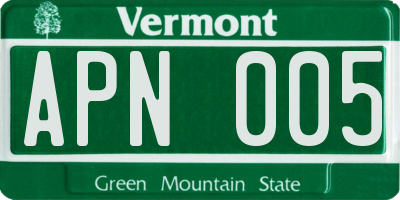 VT license plate APN005