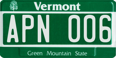 VT license plate APN006