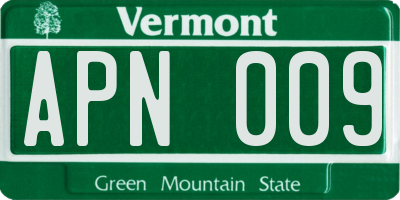 VT license plate APN009
