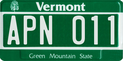 VT license plate APN011