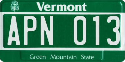 VT license plate APN013