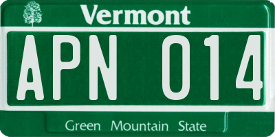 VT license plate APN014