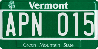 VT license plate APN015