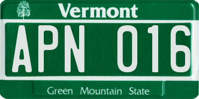 VT license plate APN016