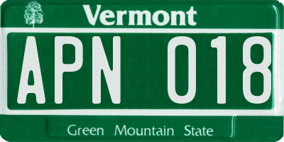 VT license plate APN018