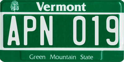 VT license plate APN019
