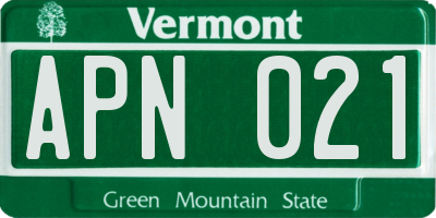 VT license plate APN021