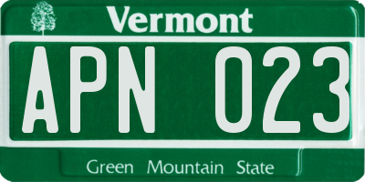 VT license plate APN023