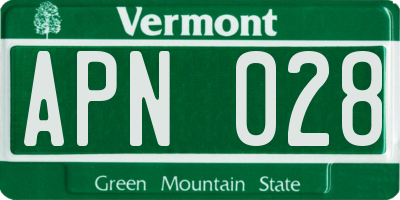 VT license plate APN028