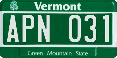 VT license plate APN031