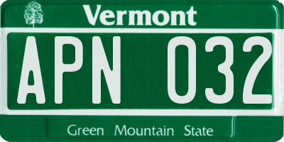 VT license plate APN032