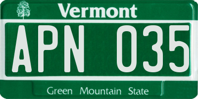 VT license plate APN035