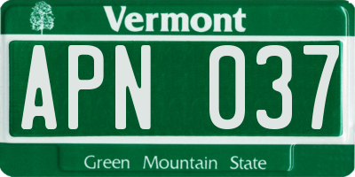 VT license plate APN037