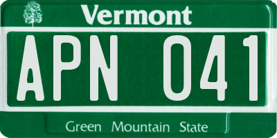 VT license plate APN041