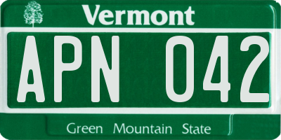 VT license plate APN042