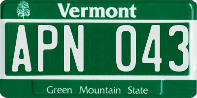 VT license plate APN043