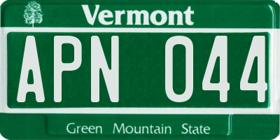 VT license plate APN044
