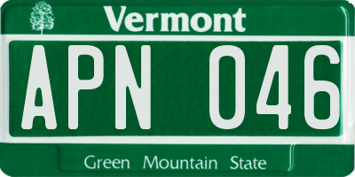 VT license plate APN046