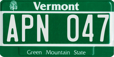 VT license plate APN047