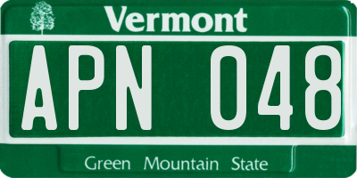VT license plate APN048