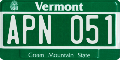 VT license plate APN051