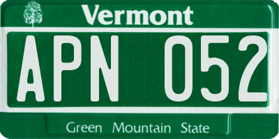VT license plate APN052